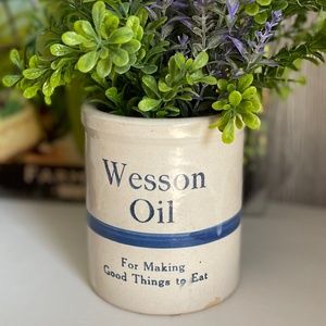 Rare Vintage Wesson Oil Crock